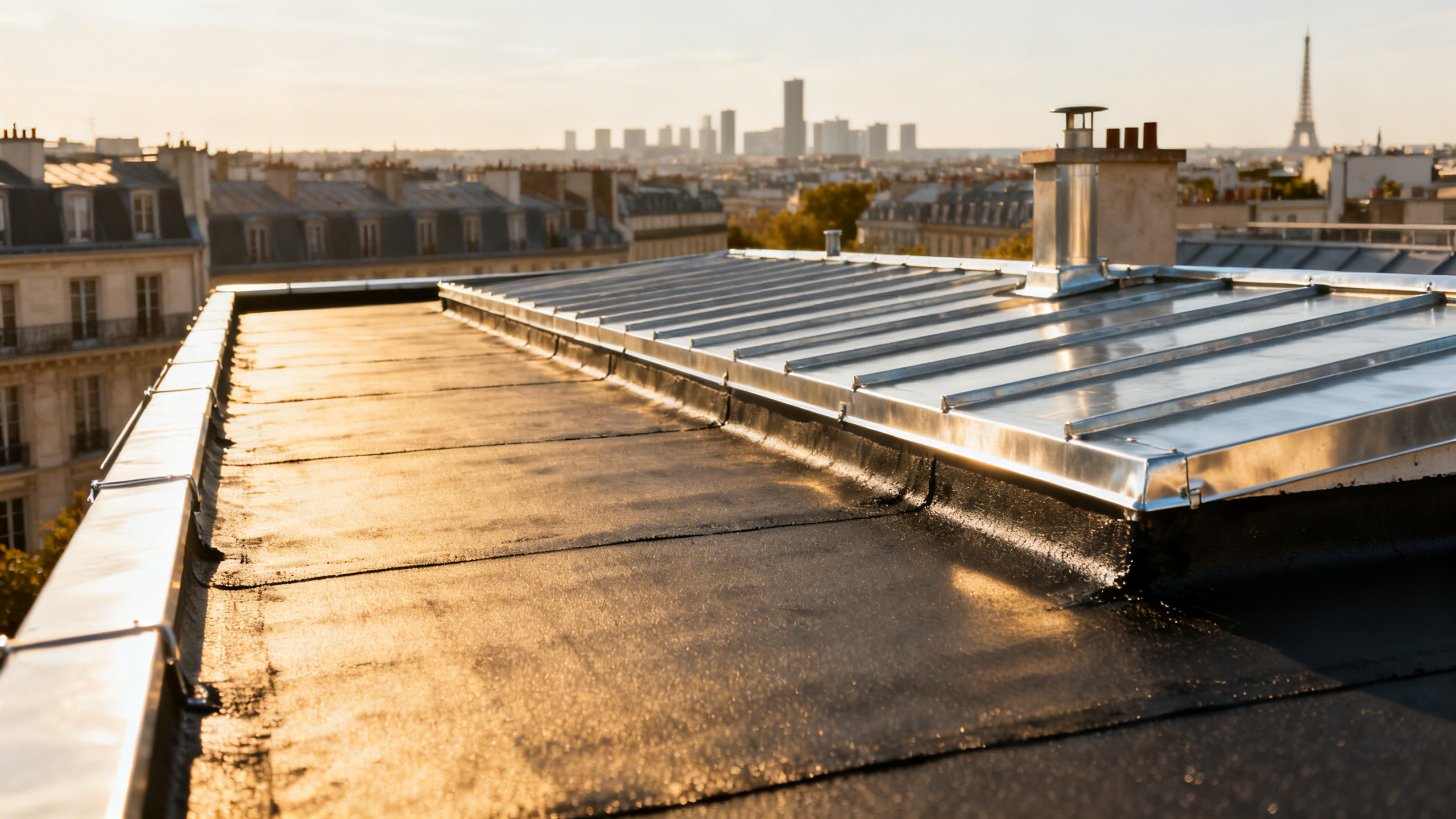 Réfection complète étanchéité bitumineuse toiture terrasse Paris 15e